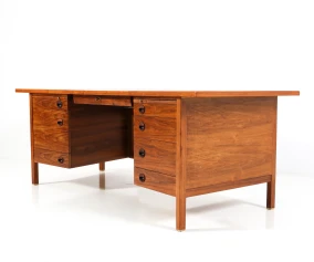 Mid-Century Modern Walnut Executive Desk by Edward Wormley for Dunbar, 1950s